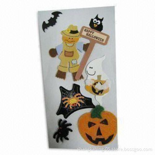 3-D Handamde Halloween Sticker, Made of Non-woven Fabric and Paper